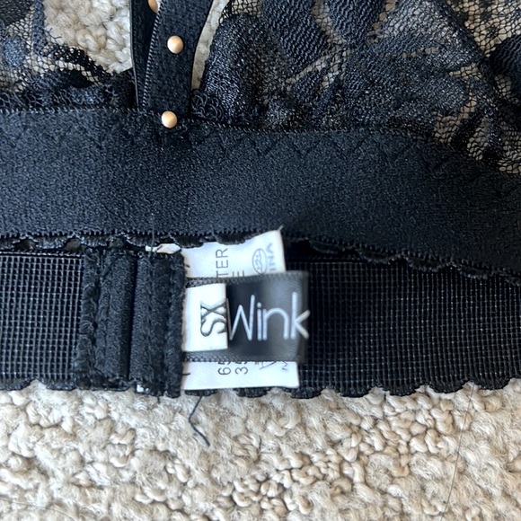 Wink Gal | Black Strappy Lace Bralette with Gold Stud Details - Picture 6 of 7